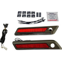 Luz LED de pestillo para alforjas — lente roja, carcasa cromada, par, para Harley‑Davidson®