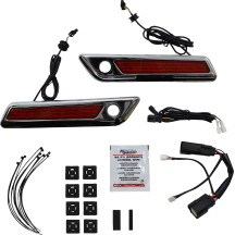 Luz LED de pestillo para alforjas — lente roja, carcasa cromada, par, para Harley‑Davidson®