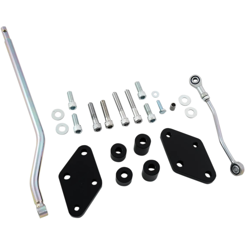Forward Control Relocation Kit — 50.8 mm (2") rearward, Black, Silver