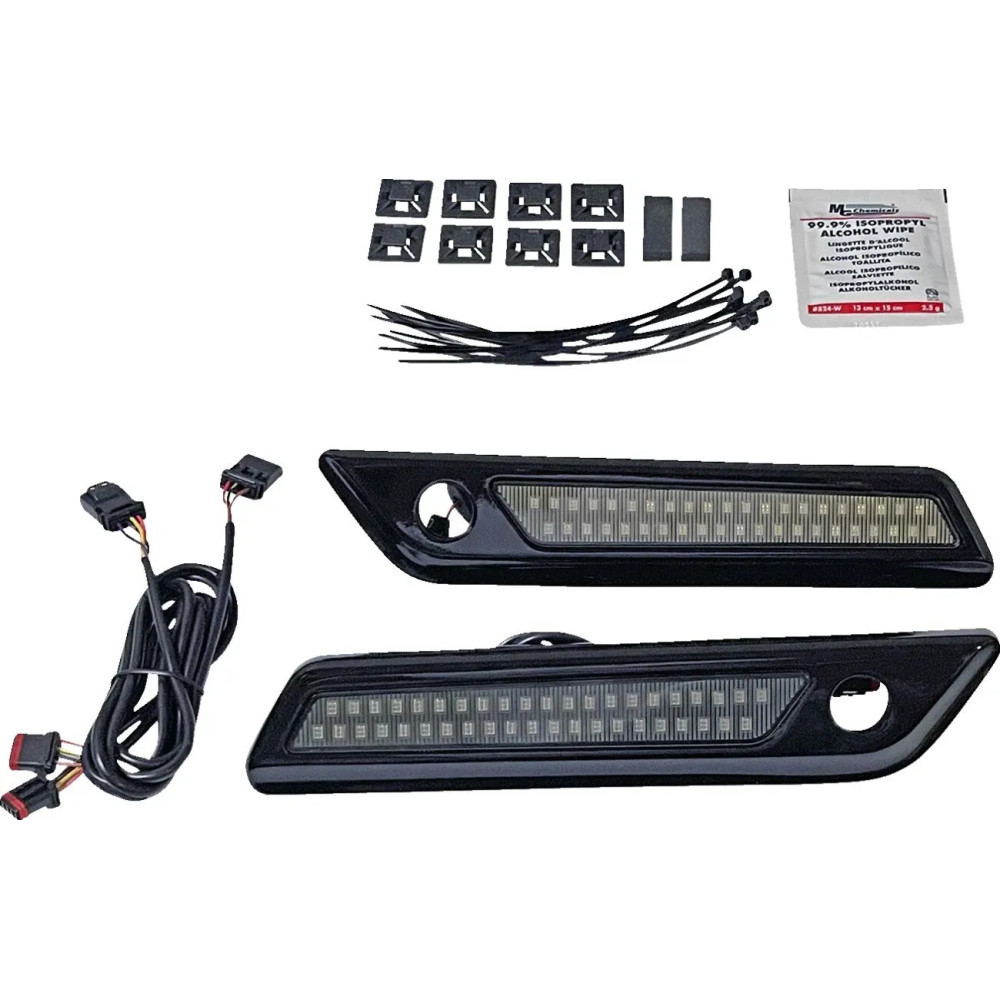 Cierre de alforja con luces de acento bicolor — para Harley-Davidson®, ámbar/rojo, par