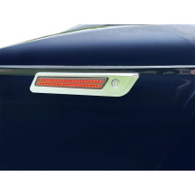 Pestillo de alforja con luces de acento bicolor — LED ámbar y rojo, carcasa cromada, Compatible con Harley‑Davidson