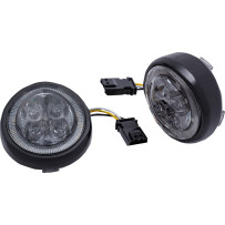 Insertos LED Fang® para luz de señal frontal con embellecedor — ajuste Harley-Davidson®, negro, ámbar