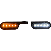 Mirror Mount Front Turn Signals — Mirror stem, Satin black, Amber/White, Pair