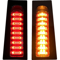 ProBEAM® Doble Color Run & Turn Fillerz® — soportes de guardabarros touring de Harley-Davidson, LEDs ámbar, lente ahumada, negro