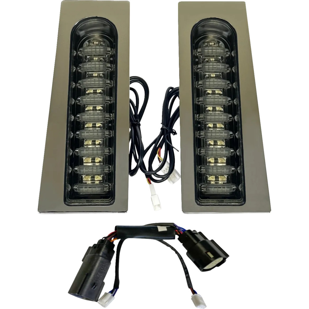 ProBEAM® Dual Color Run & Turn Fillerz® — fits Harley-Davidson touring fender supports, Chrome housing, smoke lens