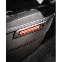 Dual Color LED Saddlebag Latch Lightz™ — Fit for Harley-Davidson®, 81 LEDs, Amber/Red, Smoke lens