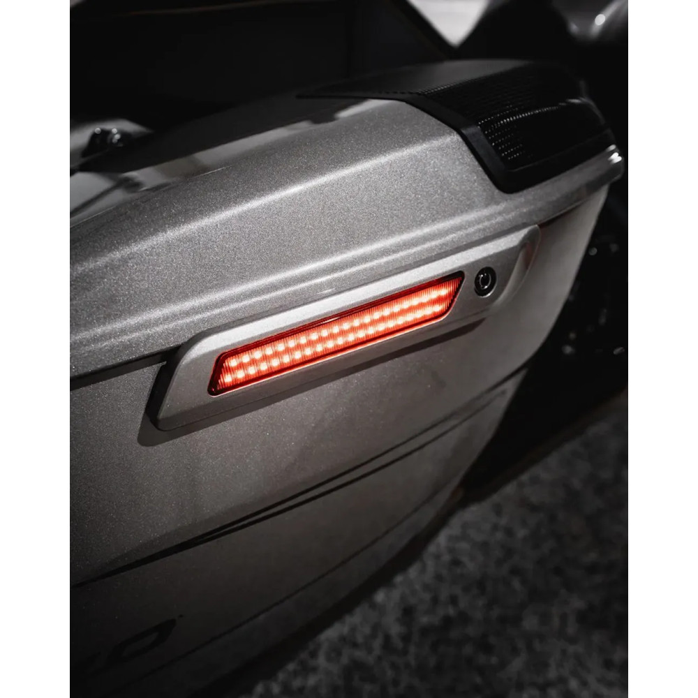 Dual Color LED Saddlebag Latch Lightz™ — Fit for Harley-Davidson®, 81 LEDs, Amber/Red, Smoke lens