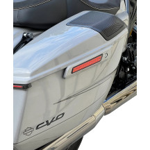 Dual Color LED Saddlebag Latch Lightz™ — Fit for Harley-Davidson®, 81 LEDs, Amber/Red, Smoke lens