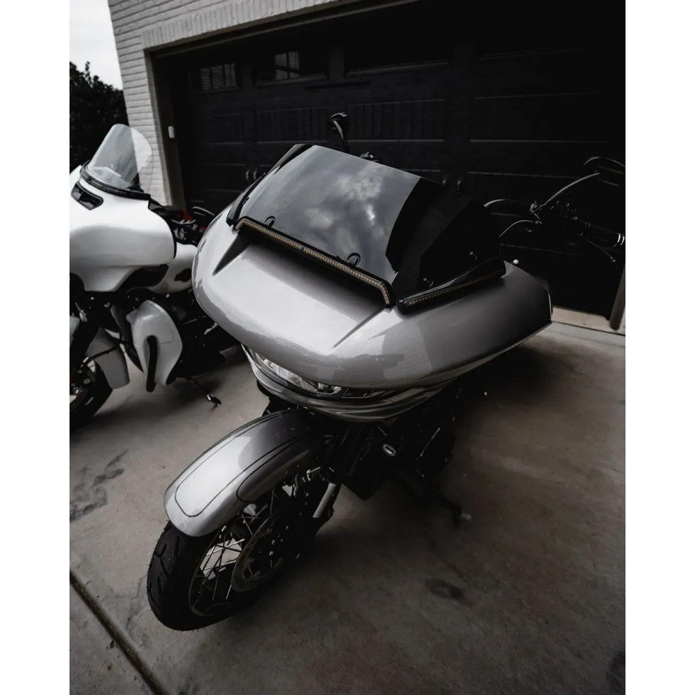 Center Fairing Vent Trim with Turn Signals — Smoked lens, Amber and white LEDs