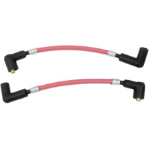 Cable de bujía trenzado — 8 mm, 248 mm (9-3/4"), conector 90°, rojo