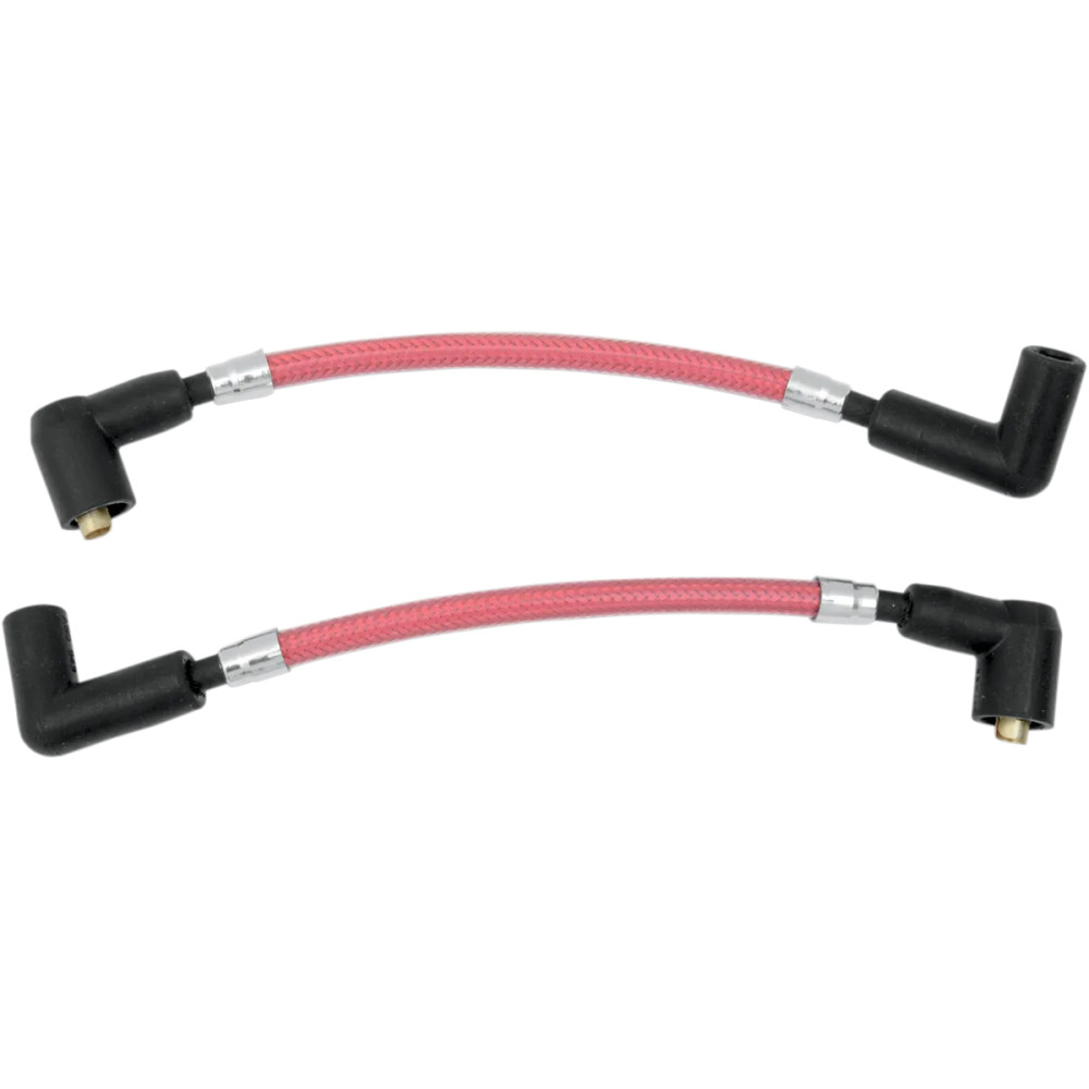 Cable de bujía trenzado — 8 mm, 248 mm (9-3/4"), conector 90°, rojo