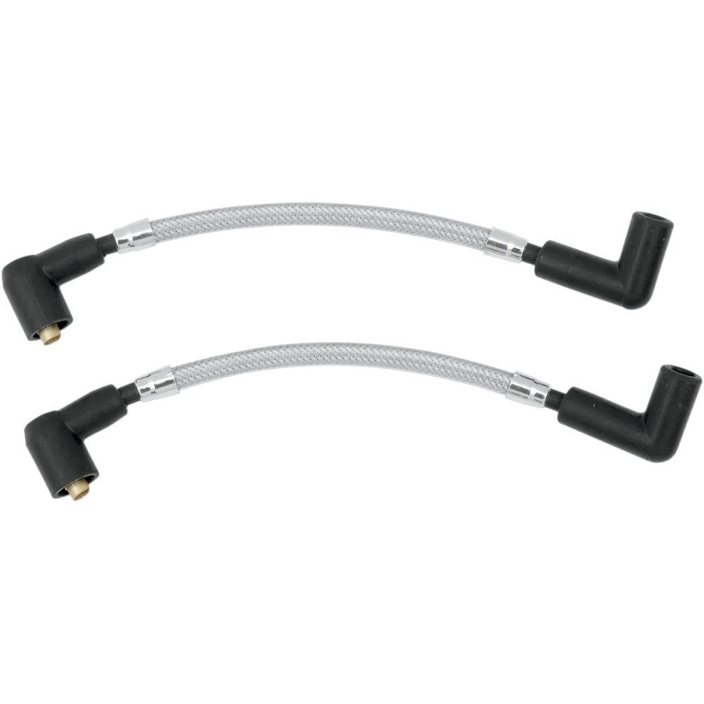 Braided Spark Plug Wire — 8 mm, 248 mm (9-3/4"), 90° connector, Stainless Steel