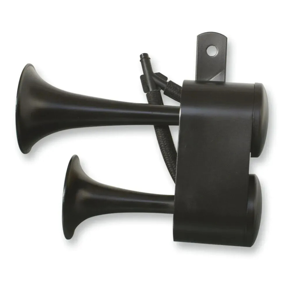 Dual Air Horn — Black, fits Harley-Davidson lowers