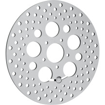 Polished Stainless Steel Drilled Brake Rotor — 300 mm, silver