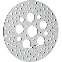 Polished Stainless Steel Drilled Brake Rotor — 300 mm, silver