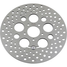 Polished Stainless Steel Drilled Brake Rotor — 300 mm, silver