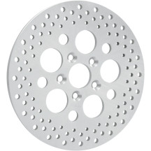 Polished Stainless Steel Drilled Brake Rotor — 302 mm (11.875"), Polished, Zinc