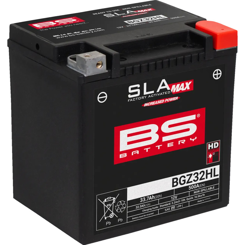 SLA MAX Factory-Activated AGM Maintenance-Free Battery — 12V 32Ah, 500 A, Black