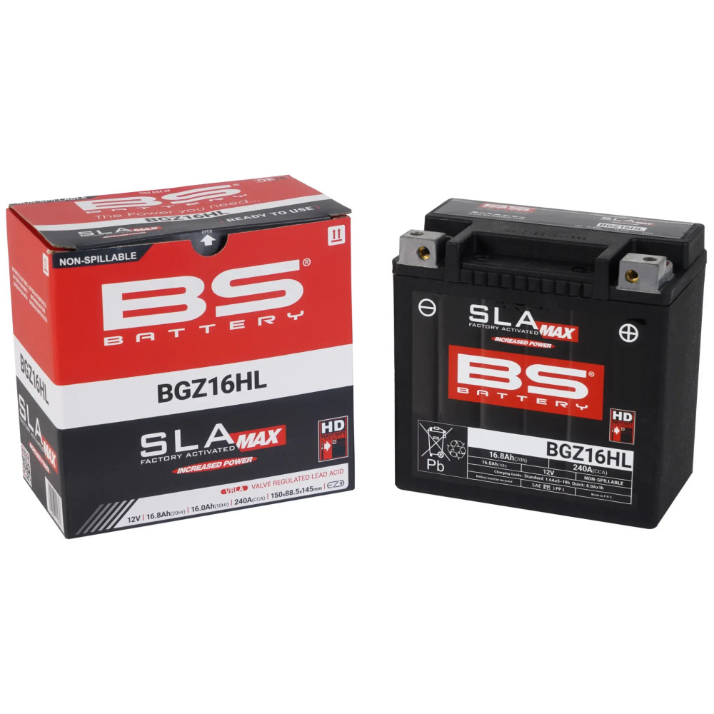 SLA MAX Factory-Activated AGM Maintenance-Free Battery — 12V 16Ah, Left front negative, Right front positive