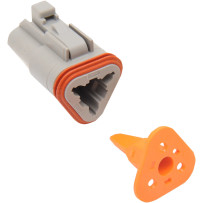 Deutsch DT Sealed Connector Component — 3-pin, male, gray