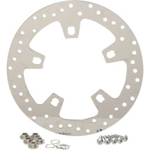 Polished Stainless Steel Drilled Brake Rotor — 300 mm (11.8"), polished silver