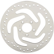 Polished Stainless Steel Drilled Brake Rotor — 300 mm (11.8") , Silver polished