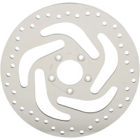 Polished Stainless Steel Drilled Brake Rotor — 300 mm (11.8") , Silver polished