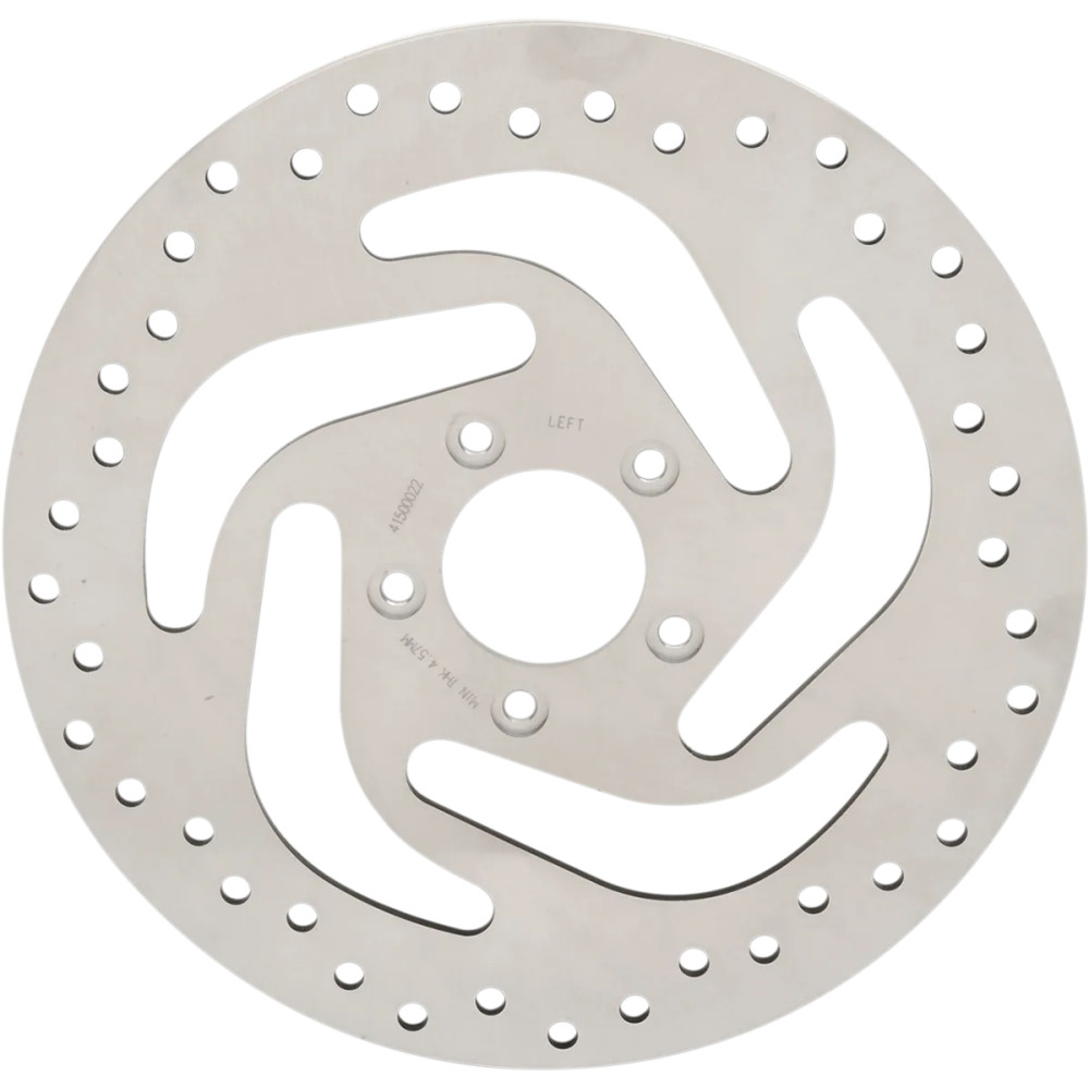 Stainless Steel Drilled Brake Rotor — 300 mm (11.8 in), One Piece (Fixed), Ground