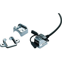 USB Power Source — 12V 2.1A, Chrome, mounts to 1" tubing or 1" x 1" flat
