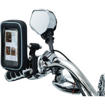 USB Power Source — 12V 2.1A, Chrome, mounts to 1" tubing or 1" x 1" flat