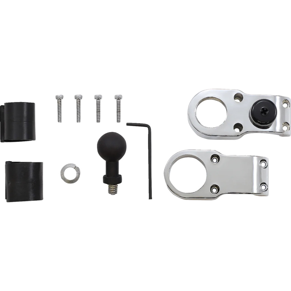 Dual USB Port Charger with 1" Ball Mount — 2 A, 48" cable, Chrome, fits 7/8"–1.25" bars