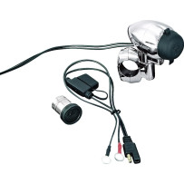 Electrical Power Point with Handlebar Mount — 12 V, Black/Chrome