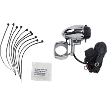 Toma de corriente eléctrica con montaje en manillar — 12 V, negro/cromado