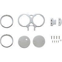 Gauge Mount For Performance Risers With Dual Gauges — Fits 1" and 1.25" straight and pullback risers, Chrome