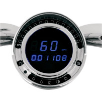 Big Dog Direct Plug-in Speedometer — 0–199 mph calibration, black face, chrome housing, blue readout