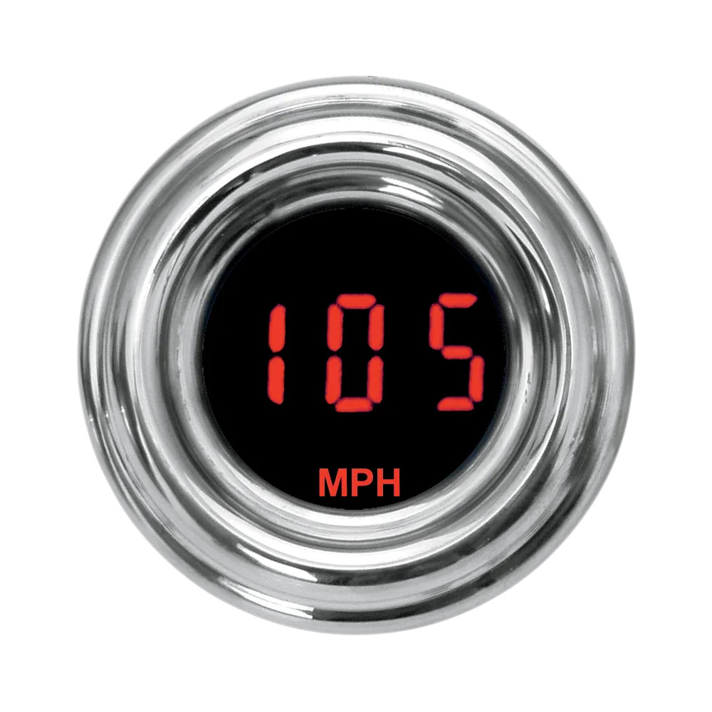 4000 Series Mini Gauge — 1-7/8 in diameter, 35 mm depth, black face, chrome housing, red readout
