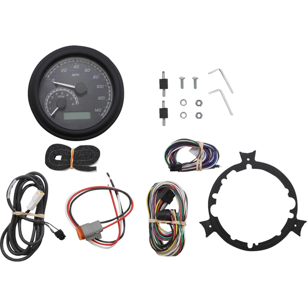 Sistema de indicadores analógicos MVX Series — 0–140 mph, diámetro exterior 11,8 cm (4-5/8"), esfera negra/gris