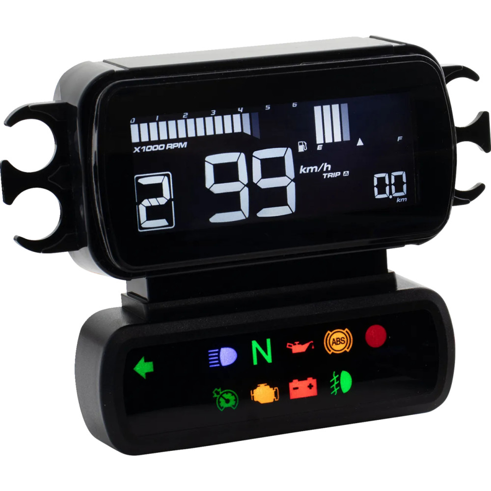 D2 Medidor Multifunción LCD — 88 mm x 27 mm x 66 mm, 0-124 mph, Negro