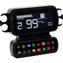 D2 LCD Medidor Multifunción — 12V, 88 mm L x 27 mm A x 66 mm Al, Negro
