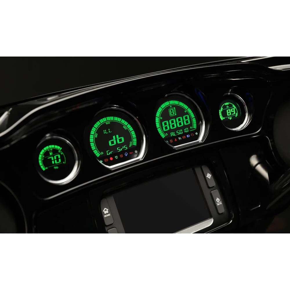 HD-03 - Kit de indicadores LCD de cuatro piezas — 12V, cara negra, profundidad 51 mm