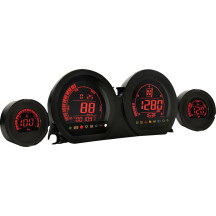 HD-03 - Kit de indicadores LCD de cuatro piezas — 12V, cara negra, profundidad 51 mm