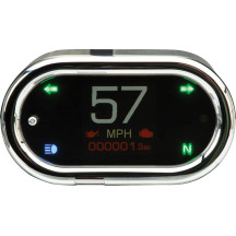 MLX-5000 Series Universal Gauge — 0–255 mph (0–360 kph), handlebar mount, black face, chrome housing, 50.8 mm (2")
