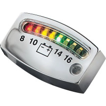 Indicador LED de batería — 2 in × 3/4 in × 3/16 in, cromado