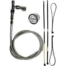 Remote Oil Pressure Gauge/Line Kits — Chrome, Stainless Steel, Analog oil/pressure