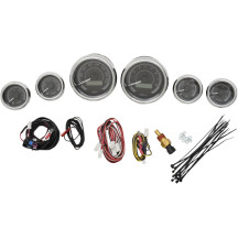 MVX-8K Series Analog/Digital Gauge Kit — Six-gauge kit, black face, chrome housing