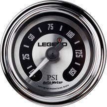 Manómetros PSI LED retroiluminados montados en carenado — 0-150 psi, retroiluminación LED roja, carcasa cromada