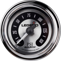 Manómetros PSI LED retroiluminados montados en carenado — 0-150 psi, retroiluminación LED roja, carcasa cromada