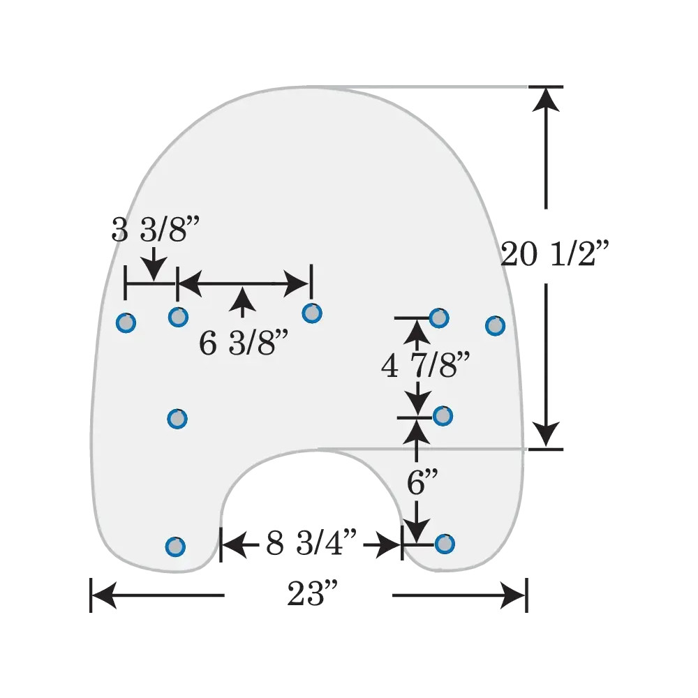 Replacement Plastic Windshield — Height 38 cm (15"), Width 58.5 cm (23"), 22 cm (8-3/4") headlight cutout