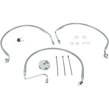 Stainless Steel Brake Line Kit — 45.5 cm, 50 cm, Front, Lower, Upper, Silver clear-coated