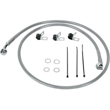 Stainless Steel Brake Line Kit — 44-1/4" length, front upper, silver clear-coated